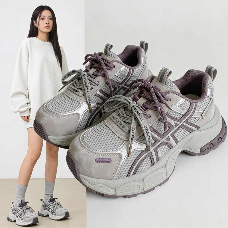 厚底增高老爹鞋女2026春季新款爆款复古透气轻便网面休闲运动鞋子