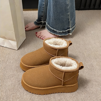 厚底雪地靴女皮毛一体2026新款冬季加绒女鞋子保暖东北大棉鞋短靴