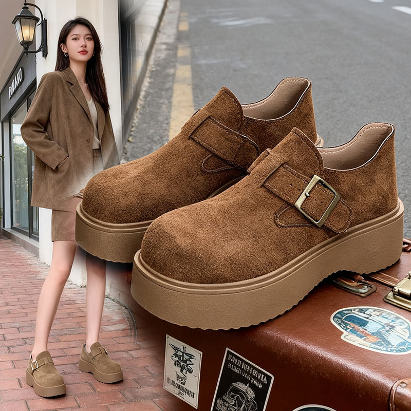 百搭棕色休闲鞋子女一脚蹬博肯鞋女款韩版春秋季新款厚底勃肯鞋女