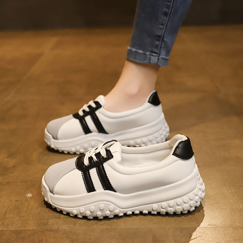 原创厚底小白鞋女韩版春季新款软底不累脚透气运动鞋一脚蹬休闲鞋