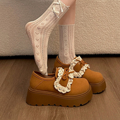 配裙子勃肯单鞋 新款 女2026春季 复古甜美学院风松糕厚底花边小皮鞋