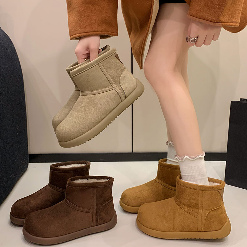 东北雪地靴女款韩版女冬季新款皮毛一体加绒加厚面包鞋保暖棉鞋女