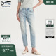 DENHAM女士高品质舒适磨白做旧彩色泼漆剪刀直筒中腰牛仔裤 YURI