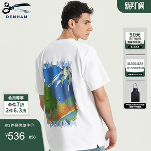 T恤男款 休闲复古图案白色黑色短袖 男士 DENHAM春夏季