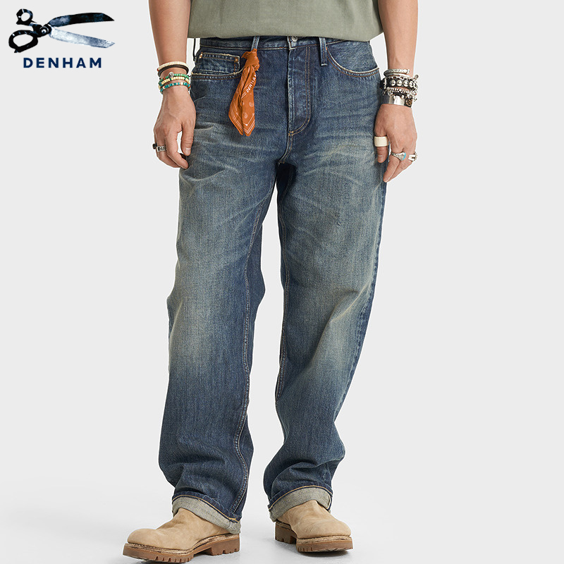 DENHAM男士宽松直筒牛仔裤