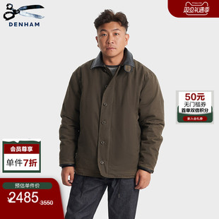DENHAM2025年秋冬新品 复古中性风油蜡皮军绿色夹克外套 男女同款