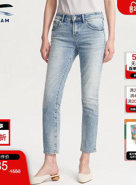 DENHAM25年女中腰修身直筒水洗磨白猫须剪刀牛仔裤LIZANKLE