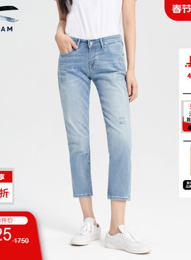 DENHAM春季女士FREEMOVE高弹力浅蓝直筒剪刀牛仔裤LIZANKLE