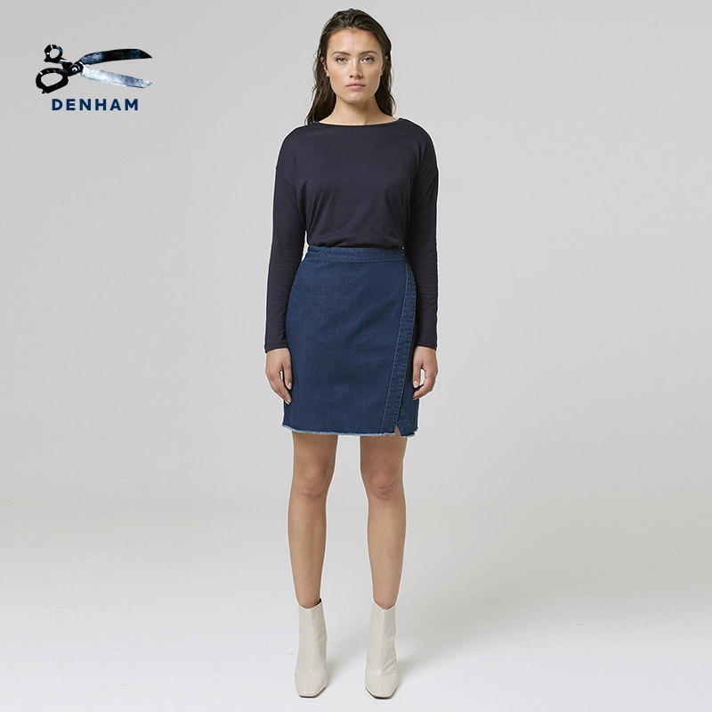 DENHAM女士潮流靛藍色不規則剪裁壹片式磨毛裙子底邊牛仔半身短裙在類目 女裝/女士精品, 半身裙中 - 來自Buy2taobao.com提供專業的淘寶代購服務