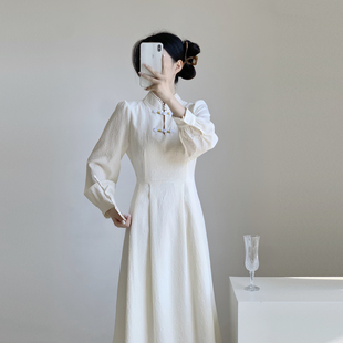 实拍2024年秋季新款新中式改良旗袍年轻款气质盘扣连衣裙