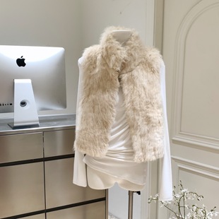 番茄侠 富家乖乖女皮毛一体毛毛马甲背心女仿皮草无袖毛毛外套