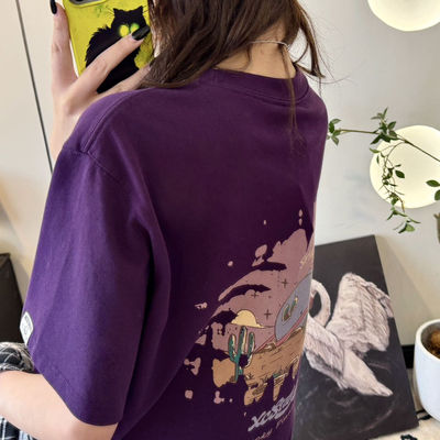 330克全棉双纱印花短袖T恤