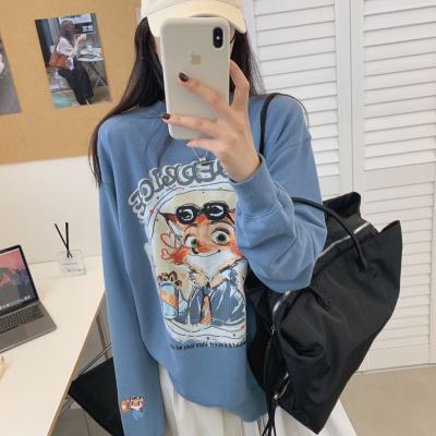 秋季印花卡通狐狸纯棉毛圈卫衣