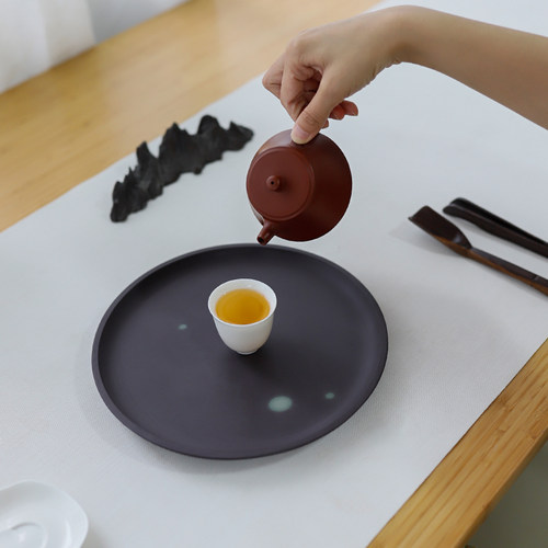 至信堂整块天然紫砚石茶盘石头茶台干泡台石材茶海功夫茶具简约