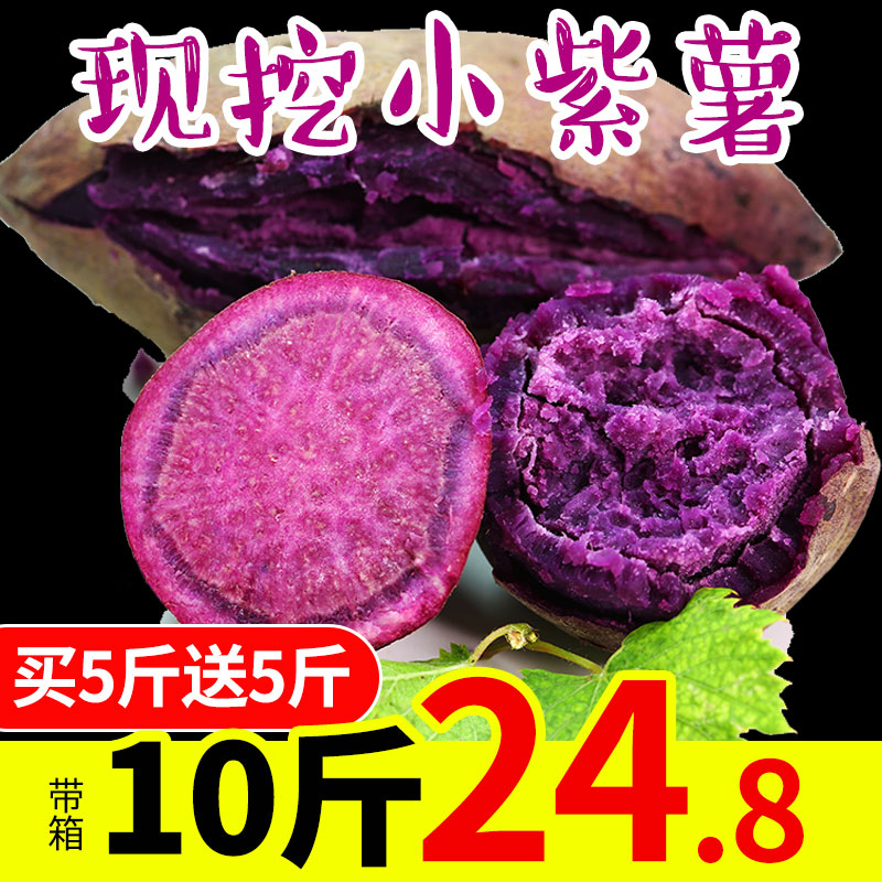 【买1送1】带箱10斤新鲜紫薯小个现挖5五越南紫心番薯大红薯地瓜
