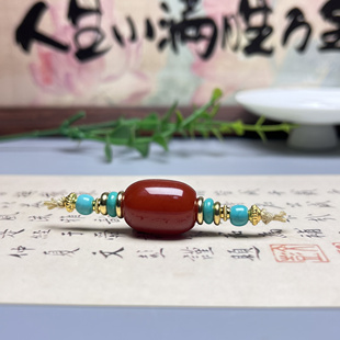 文玩手串配饰大全-12.5.x17.5mm瓦西南红绿松桶珠套装隔珠配珠