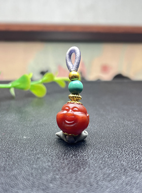 精品百搭款南红弥勒头11.5mm背云侧挂小滴流挂饰吊坠套装