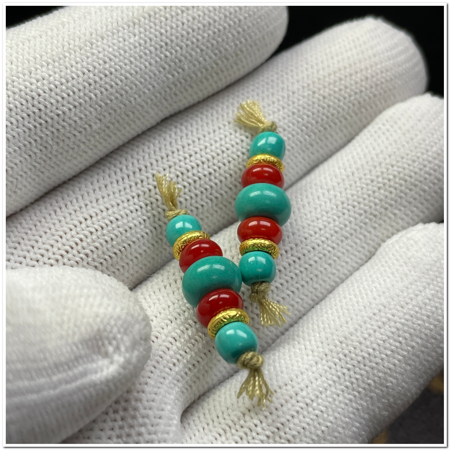 湖北绿松石隔珠套装配饰8mm  散珠 顶珠  文玩diy金刚星月 菩提