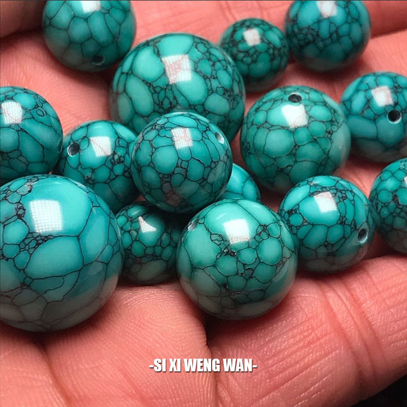 绿松石串珠高瓷天然网花水草纹圆珠散珠手串配珠隔珠腰珠鼓珠菩提