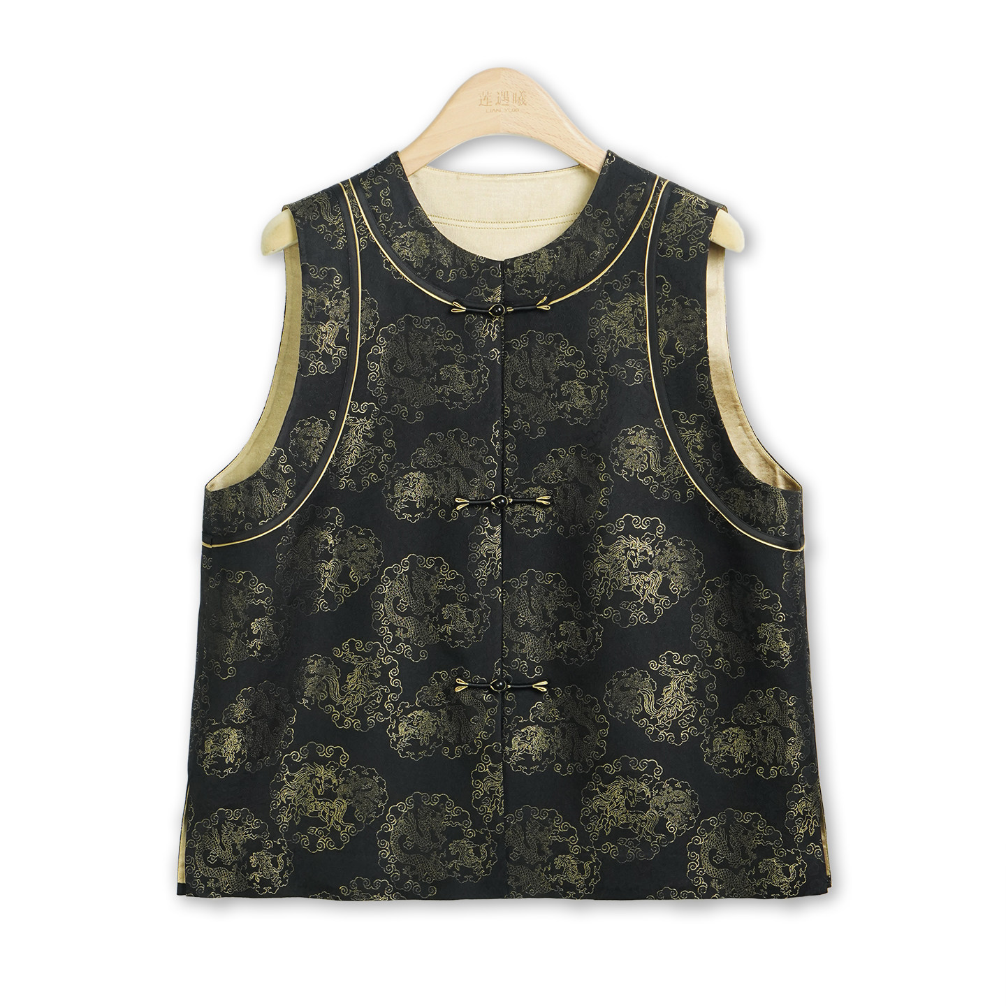 马踏龙云·黑耀金马甲 新中式国风女装1e13731023,女装/女士精品,汉服上装,淘宝优惠券,粉丝福利购,淘宝优惠卷