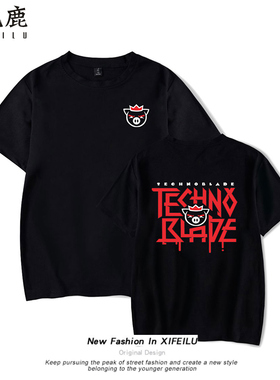 Technoblade周边短袖男女情侣夏季卡通动漫T恤可爱猪猪王图案衣服