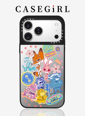 CASEGIRL联名疯狂动物城适用苹果17roMax手机壳新款iPhone16pro卡通15plus镜面14防摔13网红12高颜值11女XR