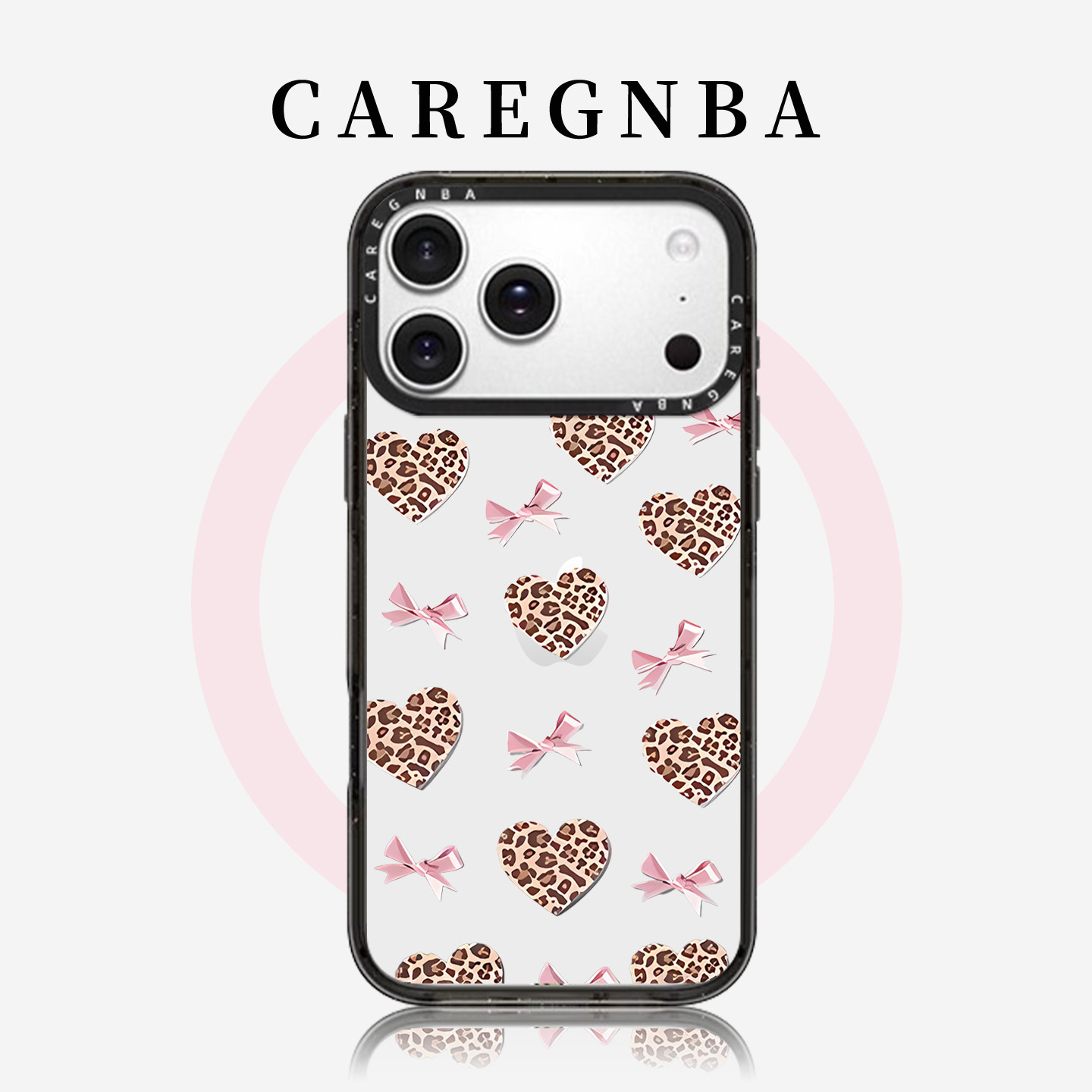 CAREGNBA联名豹纹爱心蝴蝶结适用苹果18ProMax手机壳iPhone17pro全包AI按键16磁吸15plus防摔14网红13女12/11