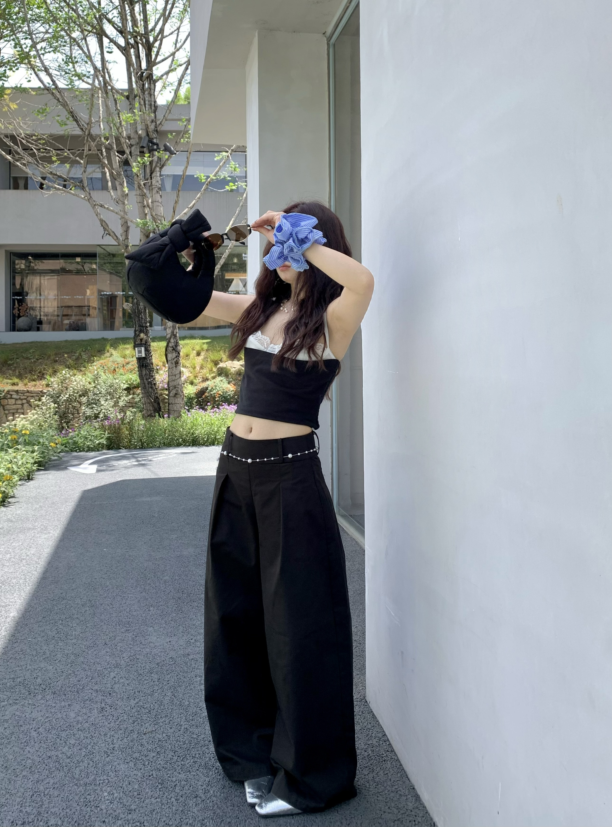 西装裤低腰版型大廓形黑色裤子