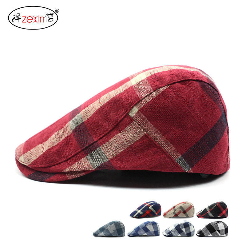 帽子男春夏棉麻透气贝雷帽户外太阳帽英伦复古前进帽防晒遮阳帽女
