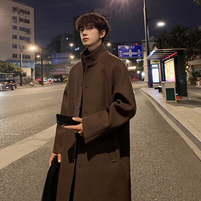 夹克男英伦风冬风衣过膝毛呢大衣