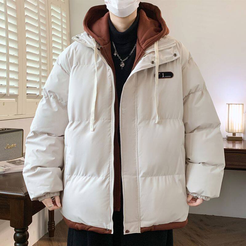 假两件连帽棉服男款冬季加厚棉衣