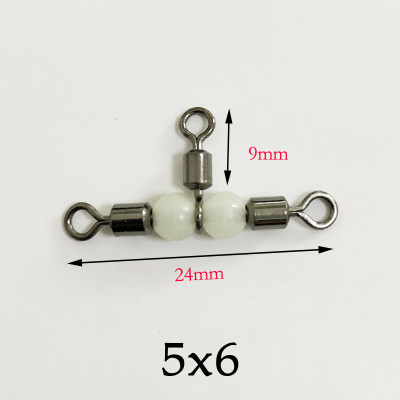 美式三叉环夜光珠转环8八字环渔具配件T型转环船钓连接器分叉海钓