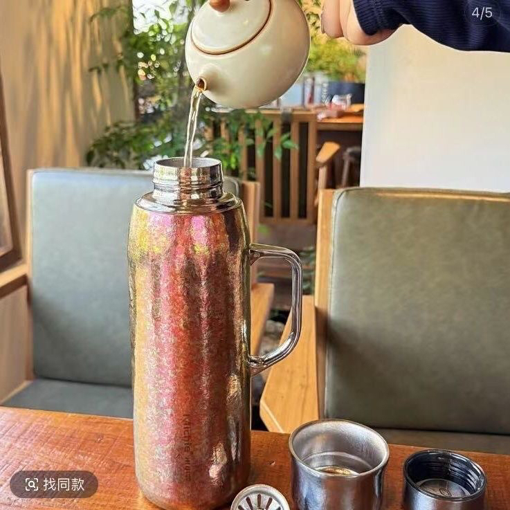 米小西纯钛保温壶传承壶1020ml磁吸钛杯保冷保温杯高档泡茶真空杯