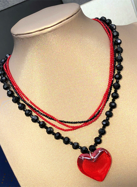 双层叠戴爱心项链女款个性颈链