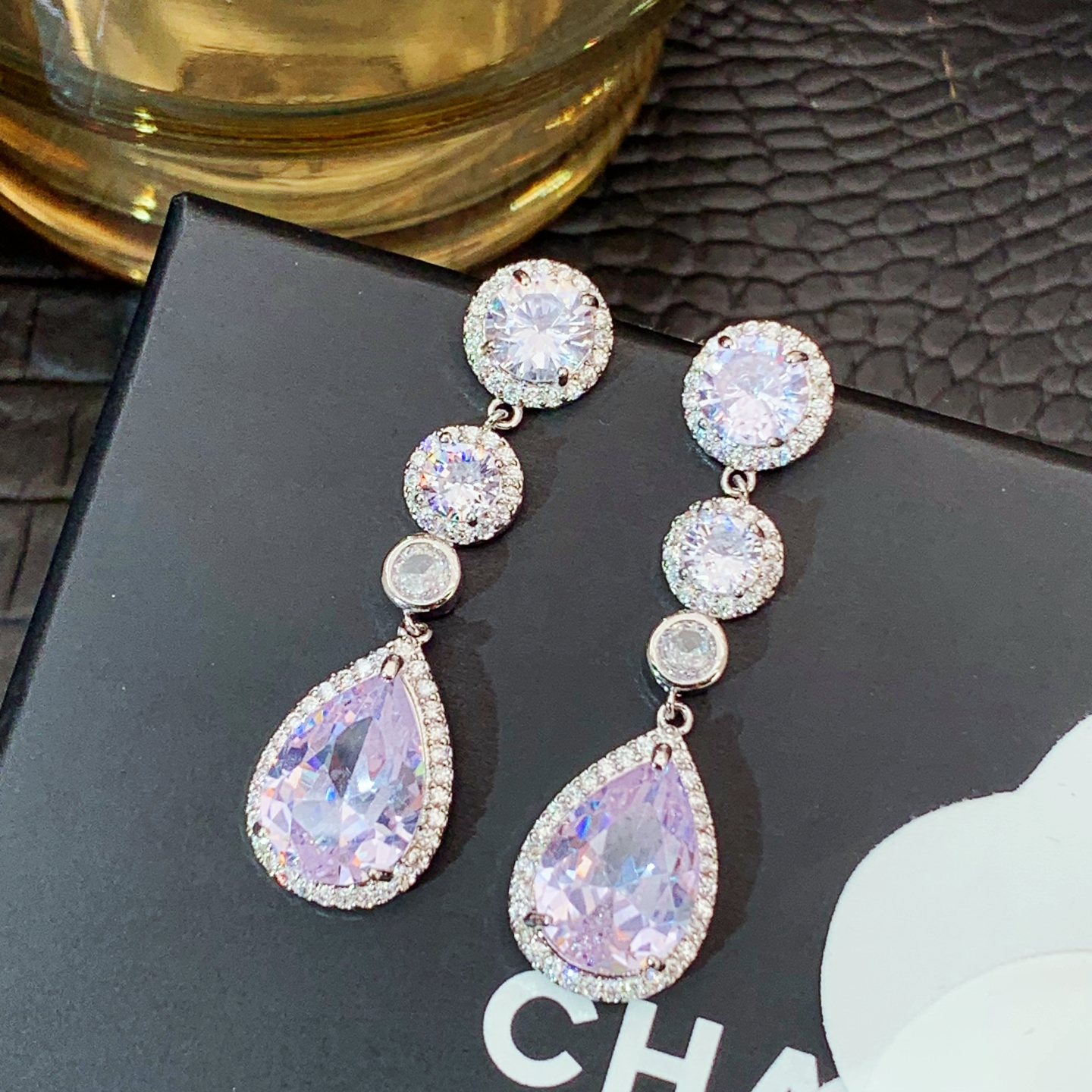 超闪精致水滴闪钻流苏耳环女小众设计气质高级感轻奢长款耳饰耳钉