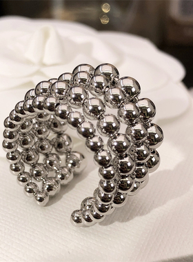 圆珠线条感立体几何食指戒