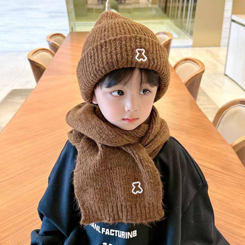 儿童帽子围巾两件套保暖护耳针织帽子刺绣学生护颈可爱宝宝毛线帽,童装/婴儿装/亲子装,围巾,淘宝优惠券,粉丝福利购,淘宝优惠卷