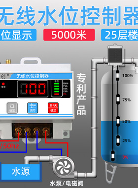 太阳能无线自动水位控制器水塔水箱水池液位远程上水开关智能遥控