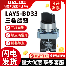 德力西2NO三档旋钮LAY5s-BD33三位自锁 LAY5-BD33两常开XB2