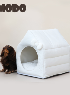 LMODO宠物蝴蝶结棉房子秋冬保暖宠物窝半封闭式猫狗通用宠物房子