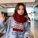 2025新款 费尔岛风红色围巾女冬季 款 加厚送女朋友生日礼物新年围脖