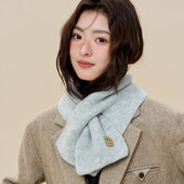 灰色围巾女冬季 2026新款 送妈妈高级感学生针织毛线羊毛混纺小围脖