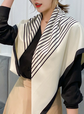 丝巾小方巾女夏季脖子薄款百搭防晒90x90cm正方形韩国小领巾纱巾