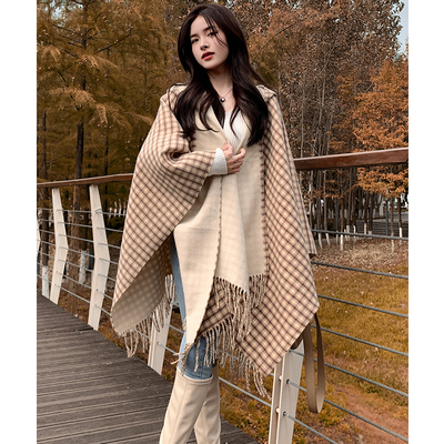 连帽披肩旅游时尚百搭斗篷女外搭