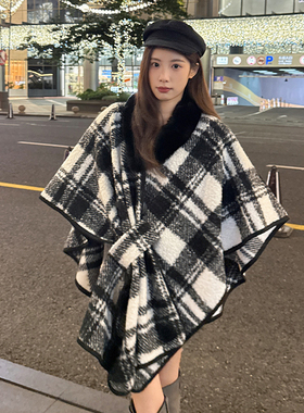 披肩外搭女2026新秋冬季学生毛领