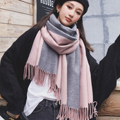 保暖加厚学生双面围脖女士披肩高级感 百搭韩版 围巾女冬季 2025新款