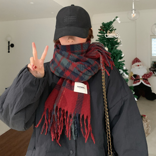 新年红色围巾女冬季2025新款韩系氛围感加厚学生今年流行爆款百搭