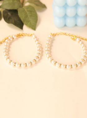 限量清仓 防掉跟珍珠鞋链高仿DIY珍珠链高亮可调节作脚链的束鞋带