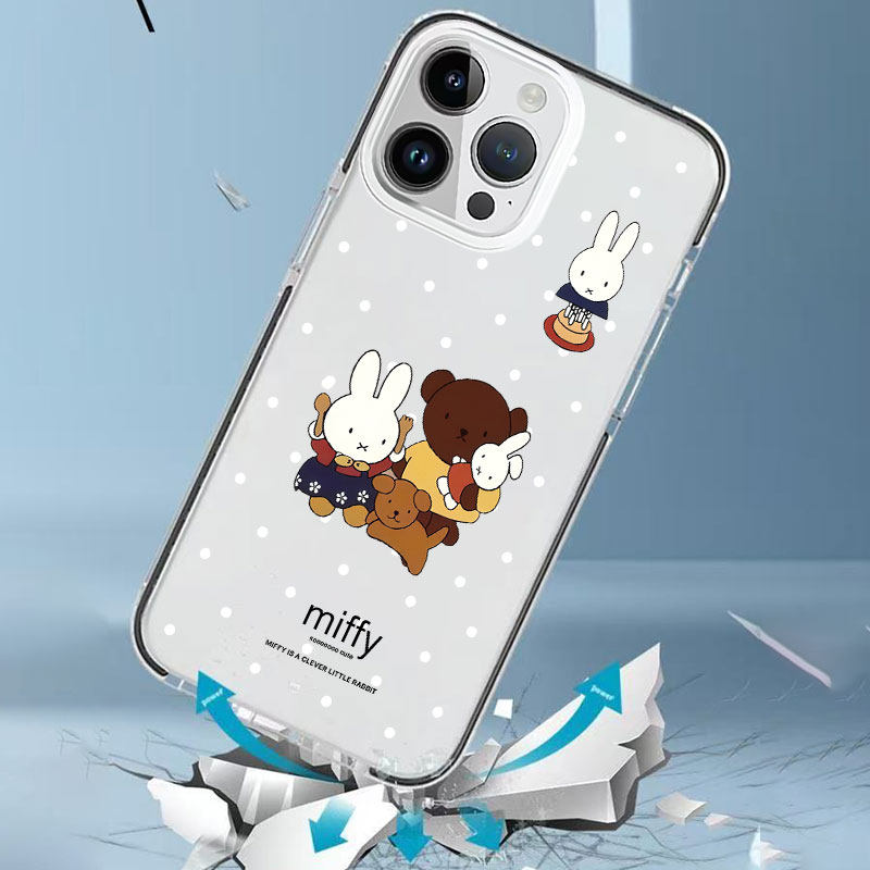 米菲兔小熊一家适用iPhone17PROMAX手机壳苹果16pro透明可爱兔子15plus小熊图案14pro/13pro卡通12保护套
