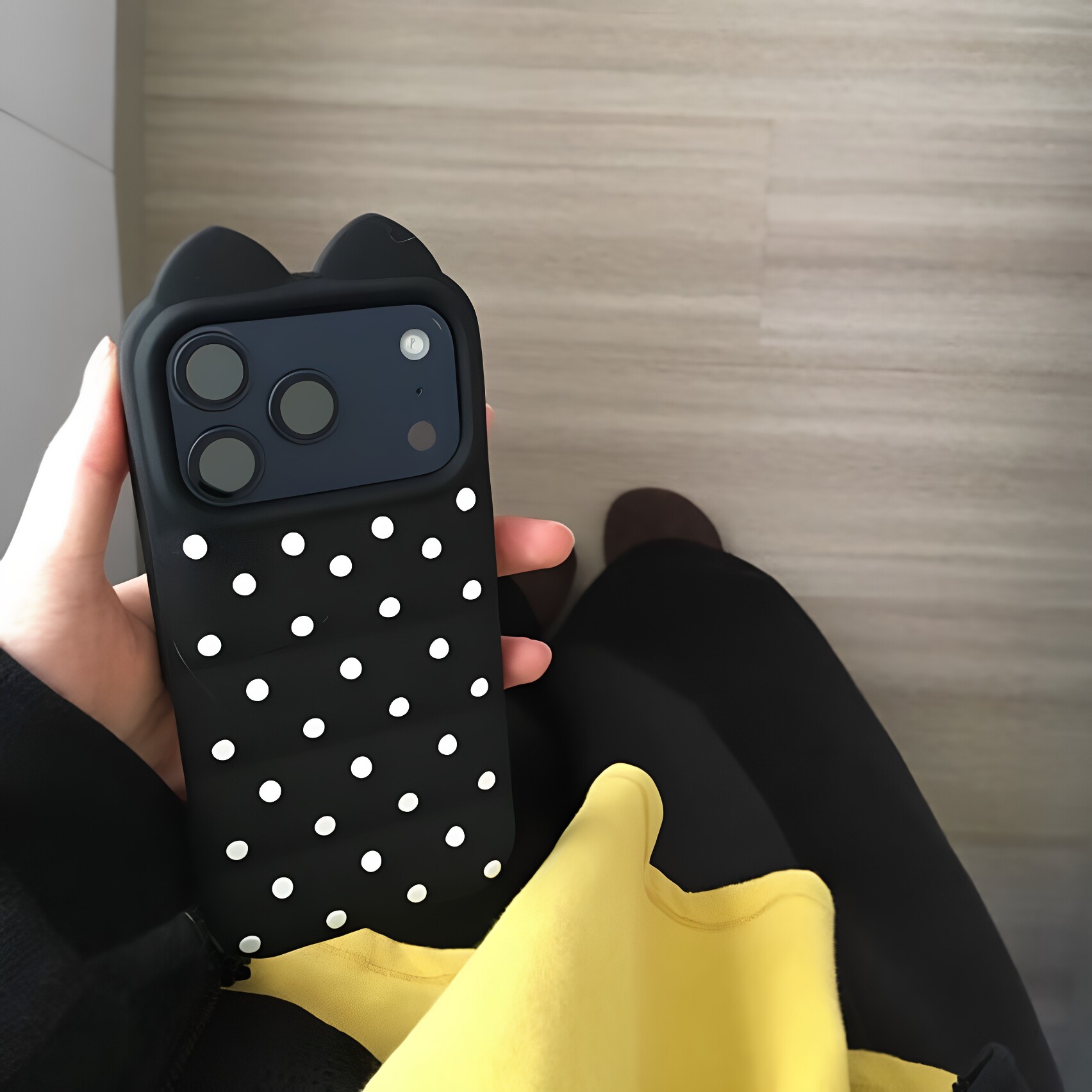 可爱波点猫耳彩绘硅胶防摔手机壳